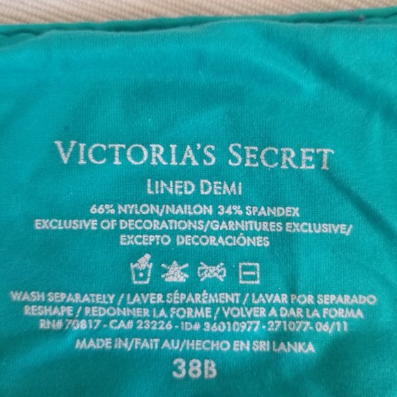 NEW Victoria Secret 38B Lined Shaping Demi Bra in Turquoise - Picture 4 of 4